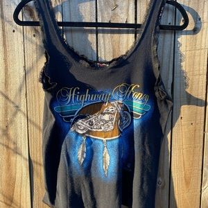 Vintage 1980s / 1990s 3D emblem Highway Honey laced tank top